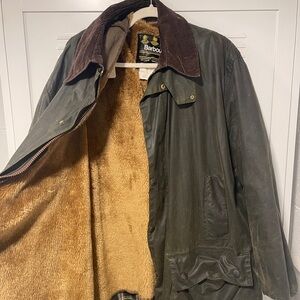 Barbour Men's Olive Green Waxed Jacket Border Model